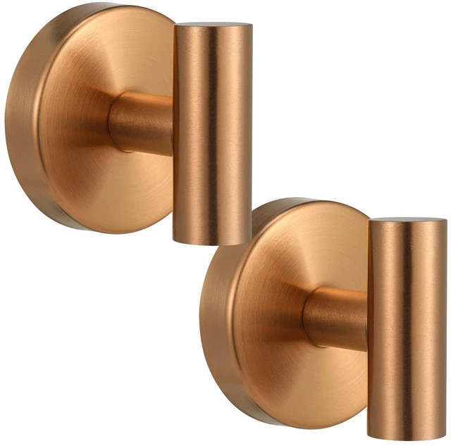 Main image of Suction Cup Hooks for Shower - Bathroom Reusable Hooks for Towels, Robes & Loofah - No-Drill Mounting on Kitchen,Walls,Metal,Glass,Mirrors,Tile & Smooth Non-Porous Surfaces (2, Champagne Bronze)