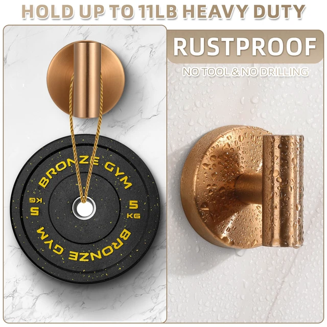 Alt view image 2 of 7 - Suction Cup Hooks for Shower - Bathroom Reusable Hooks for Towels, Robes & Loofah - No-Drill Mounting on Kitchen,Walls,Metal,Glass,Mirrors,Tile & Smooth Non-Porous Surfaces (2, Champagne Bronze)