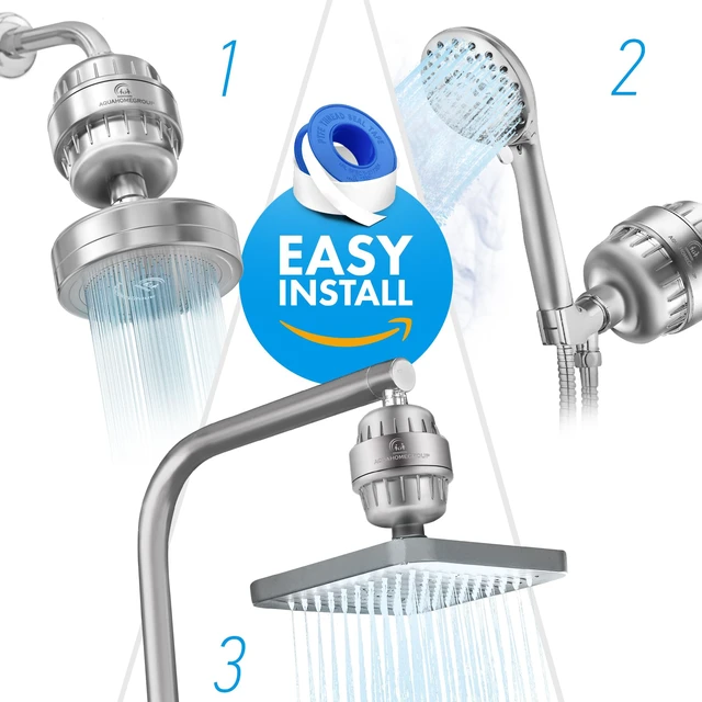 Alt view image 7 of 7 - 20-Stage Shower Filter, Vitamin C and E, Matte Chrome shower filter 20-stage, Vitamin C and E, reduces chlorine, heavy metals, sediment, high pressure, matte chrome, 1 cartridge