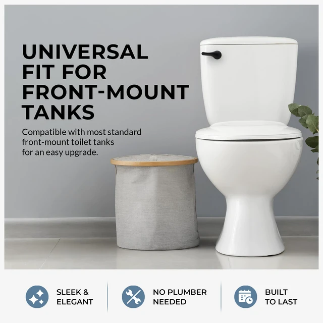 Alt view image 2 of 7 - Matte Black Finish Front Mount Toilet Handle Replacement Kit, Universal Toilet Tank Flush Lever Fits Most Standard Front-Mount Toilet Tanks