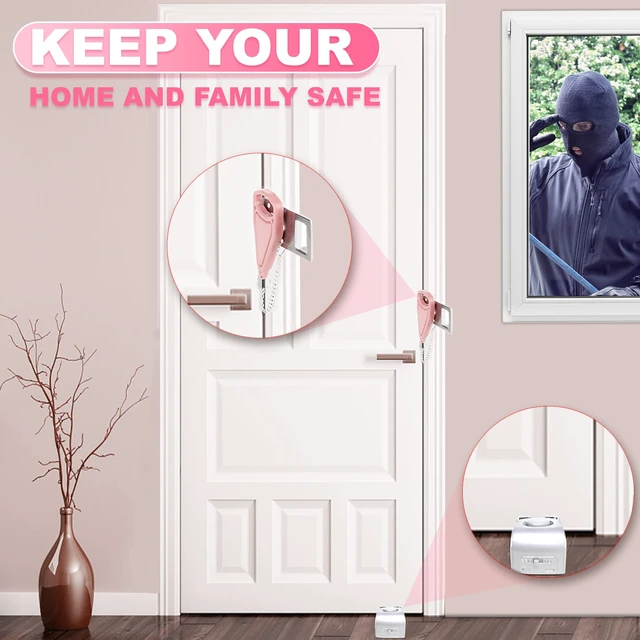 Alt view image 6 of 7 - 4 Pack Portable Door Lock, Hotel Travel Door Lock Security for Home, Pink Hotel Safety Device for Door Security, Portable Lock for Hotel Room, Apartment, College Dorm and Travel, Pink