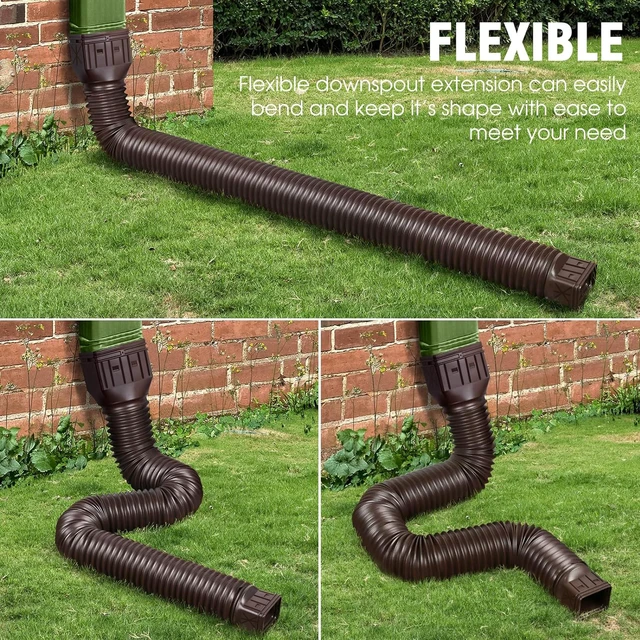 Alt view image 5 of 7 - 2 pack Flexible Rain Gutter Downspout Extensions,Drain Downspout Extender,Gutter Extension Flexible,Down Spout Drain Extension Pipes,Extendable from 21 to 60 Inches (stone-grey)