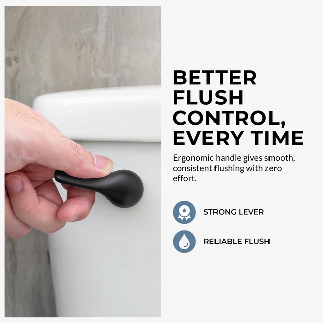 Alt view image 5 of 7 - Matte Black Finish Front Mount Toilet Handle Replacement Kit, Universal Toilet Tank Flush Lever Fits Most Standard Front-Mount Toilet Tanks