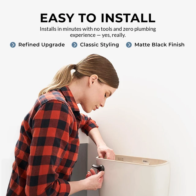 Alt view image 6 of 7 - Matte Black Finish Front Mount Toilet Handle Replacement Kit, Universal Toilet Tank Flush Lever Fits Most Standard Front-Mount Toilet Tanks