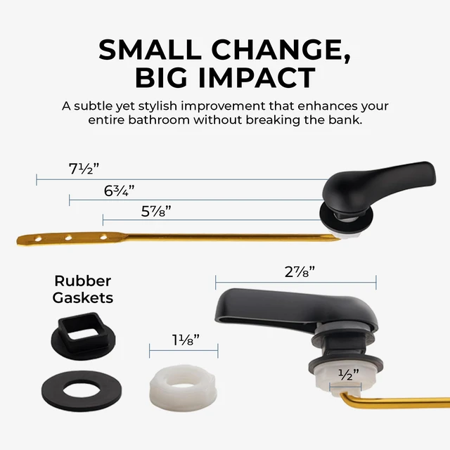 Alt view image 7 of 7 - Matte Black Finish Front Mount Toilet Handle Replacement Kit, Universal Toilet Tank Flush Lever Fits Most Standard Front-Mount Toilet Tanks