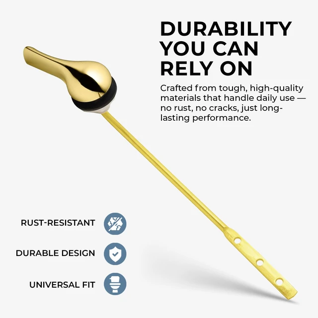 Alt view image 3 of 7 - Polished Brass Finish Front Mount Toilet Handle Replacement Kit, Universal Toilet Tank Flush Lever Fits Most Standard Front-Mount Toilet Tanks