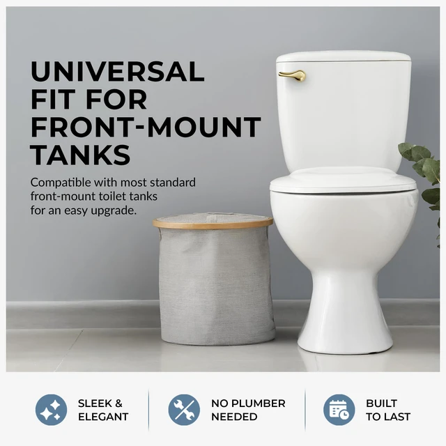 Alt view image 2 of 7 - Polished Brass Finish Front Mount Toilet Handle Replacement Kit, Universal Toilet Tank Flush Lever Fits Most Standard Front-Mount Toilet Tanks