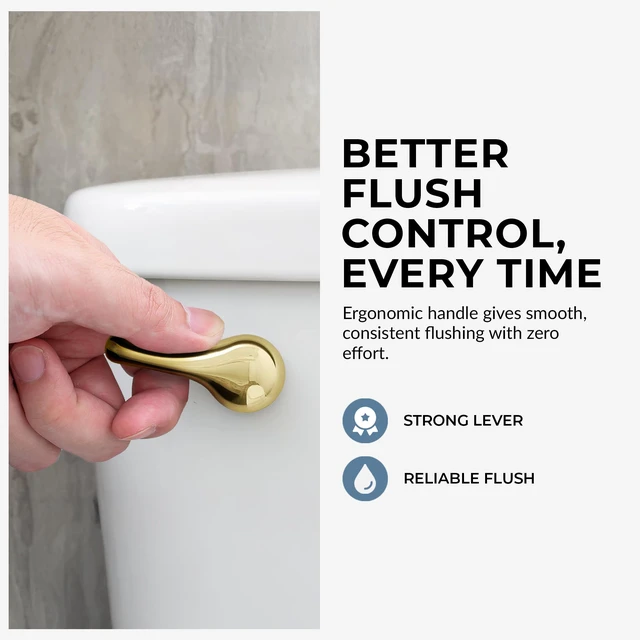 Alt view image 5 of 7 - Polished Brass Finish Front Mount Toilet Handle Replacement Kit, Universal Toilet Tank Flush Lever Fits Most Standard Front-Mount Toilet Tanks