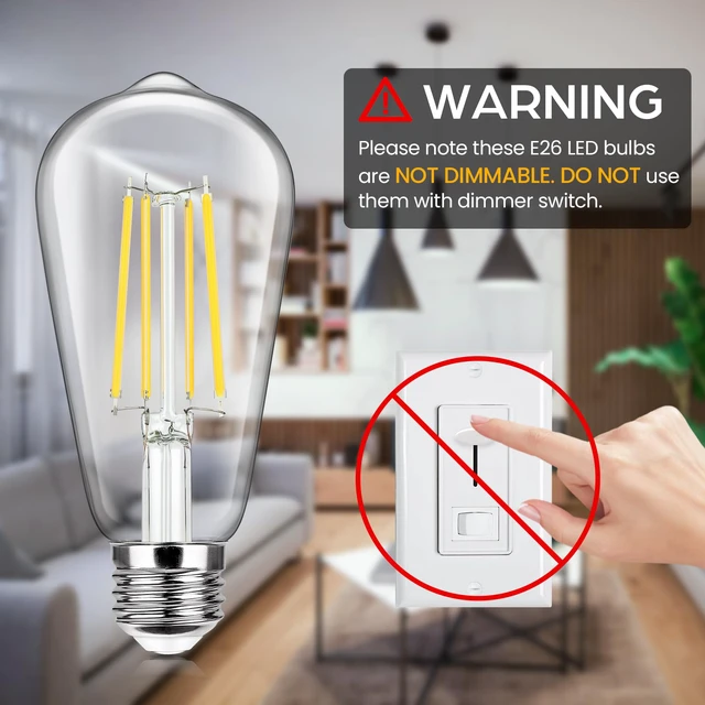 Alt view image 2 of 7 - 24-Pack Vintage LED Edsion Bulbs 100W Equivalent, E26 Base Bulb 8W 5000K Non-dimmable, 1400LM High Brightness, LED Filament, High CRI, Medium Base, Antique Decorative Clear Glass