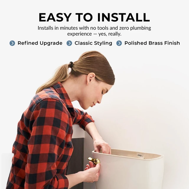 Alt view image 6 of 7 - Polished Brass Finish Front Mount Toilet Handle Replacement Kit, Universal Toilet Tank Flush Lever Fits Most Standard Front-Mount Toilet Tanks