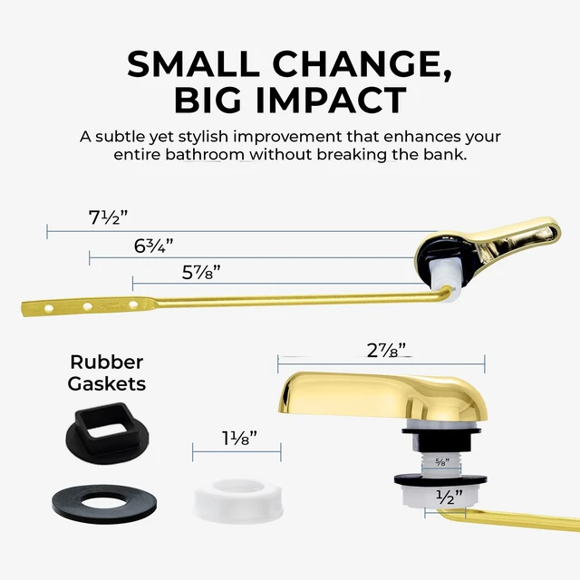Alt view image 7 of 7 - Polished Brass Finish Front Mount Toilet Handle Replacement Kit, Universal Toilet Tank Flush Lever Fits Most Standard Front-Mount Toilet Tanks