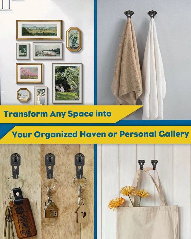 Alt view image 7 of 7 - 152 Pcs Picture Hanging Kit, 10 lb, 20 lb, 30 lb, 50 lb, 75 lb, 100 lb Heavy Duty Picture Hangers for Drywall & Wood, Picture Hanging Hooks for Hanging Photos Mirrors Paintings,Black