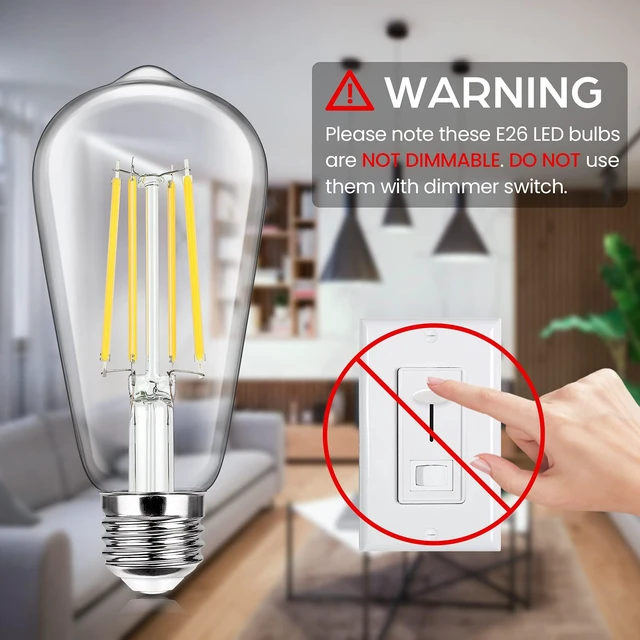 Alt view image 6 of 7 - 24-Pack Vintage LED Edsion Bulbs 100W Equivalent, E26 Base Bulb 8W 5000K Non-dimmable, 1400LM High Brightness, LED Filament, High CRI, Medium Base, Antique Decorative Clear Glass
