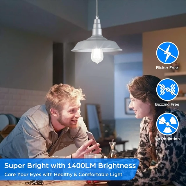 Alt view image 5 of 7 - 24-Pack Vintage LED Edsion Bulbs 100W Equivalent, E26 Base Bulb 8W 5000K Non-dimmable, 1400LM High Brightness, LED Filament, High CRI, Medium Base, Antique Decorative Clear Glass