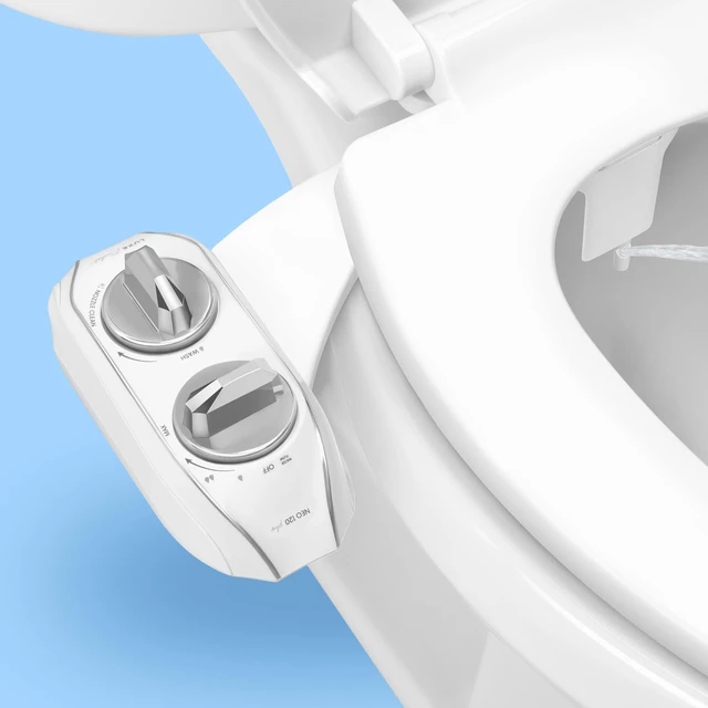 Main image of NEO 120 PLUS - Patented Non-Electric Bidet Attachment, Chrome Non-Electric, Single Nozzle, Slide-In Install, 360° Self-Clean, EZ-Lift to Clean, Rear Wash