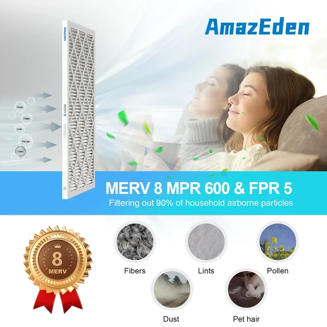 Alt view image 3 of 6 - 16x25x1 Air Filter 4 Pack MERV 8 Dust Defense MPR 600 FPR 5 HVAC AC Furnace Pleated Filters Replacement for Home Office (Actual Size: 15.69x24.69x0.81 Inches)