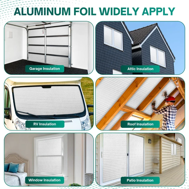 Alt view image 6 of 6 - Reflective Window Insulation Roll, 48 in x 10 ft Heat Blocker Window insulation for summer heat, double-sided reflective foil, foam core, RV and home windows, folded for shipping