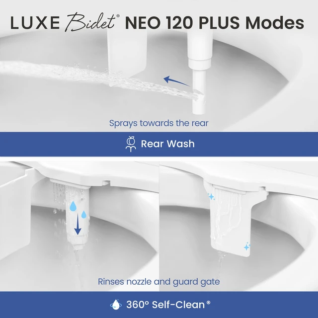 Alt view image 2 of 7 - NEO 120 PLUS - Patented Non-Electric Bidet Attachment, Rose Gold Non-Electric, Single Nozzle, Slide-In Install, 360° Self-Clean, EZ-Lift to Clean, Rear Wash