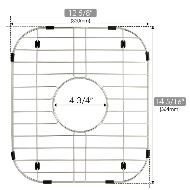 Alt view image 2 of 6 - Kitchen Sink Grid and Sink Protectors, 12 5/8'' x 14 5/16'' Sink Grids Stainless Steel Sink Grid Protectors, Sink Bottom Grid, 12 5/8" x 14 5/16" Grid With Center Drain For Double Bowl Sink