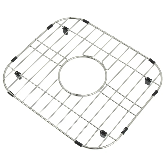 Alt view image 3 of 6 - Kitchen Sink Grid and Sink Protectors, 12 5/8'' x 14 5/16'' Sink Grids Stainless Steel Sink Grid Protectors, Sink Bottom Grid, 12 5/8" x 14 5/16" Grid With Center Drain For Double Bowl Sink
