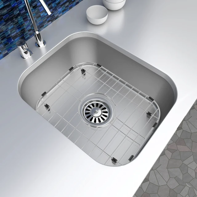 Alt view image 6 of 6 - Kitchen Sink Grid and Sink Protectors, 12 5/8'' x 14 5/16'' Sink Grids Stainless Steel Sink Grid Protectors, Sink Bottom Grid, 12 5/8" x 14 5/16" Grid With Center Drain For Double Bowl Sink