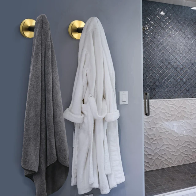 Alt view image 2 of 7 - Bath Towel Hooks- SUS 304 Stainless Steel Robe Hook Holder, Heavy Duty Coat Hook for Bathroom Livingroom Hotel Kitchen Garage, Wall Mounted (Black Gold, 4 Pack)