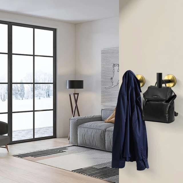 Alt view image 3 of 7 - Bath Towel Hooks- SUS 304 Stainless Steel Robe Hook Holder, Heavy Duty Coat Hook for Bathroom Livingroom Hotel Kitchen Garage, Wall Mounted (Black Gold, 4 Pack)