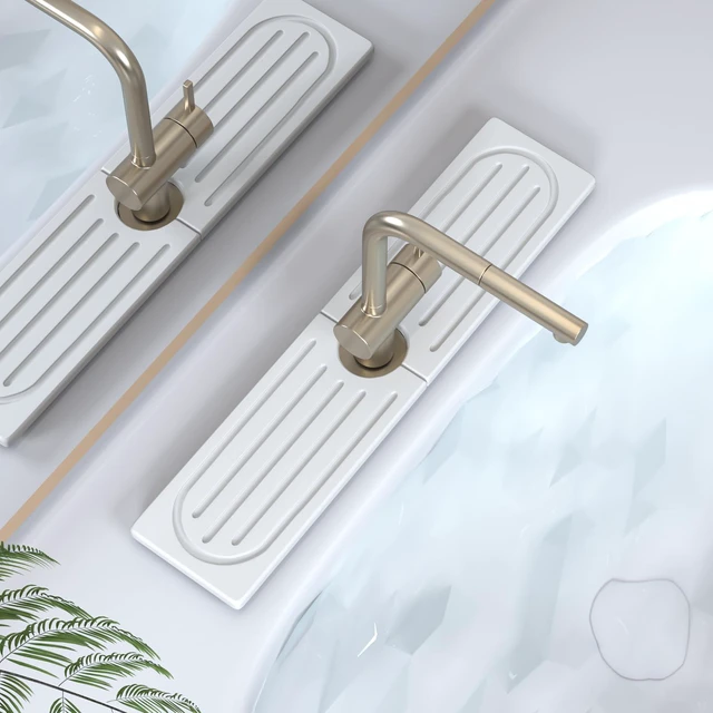 Main image of Kitchen Faucet Mat, Quick Drying Diatomite Sink Faucet Mat Splash Guard for Kitchen, Water Absorbing Stone Tray for Sink, Absorbent Stone Drying Tray for Bathroom Counter