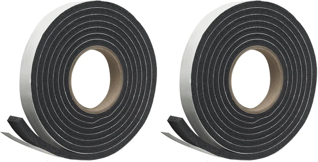 Main image of P Self-Stick Rubber Foam Weatherseal, 1" W, 5/16" T, 10 ft L, Black (Pack of 2)