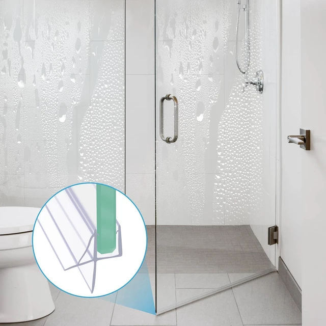 Alt view image 4 of 5 - 36" Frameless Shower Door Bottom Seal w/Drip Rail for 3/16" Glass, Vinyl Shower Sweep with Drip Rail, For 3/16 Inch Glass, Vinyl