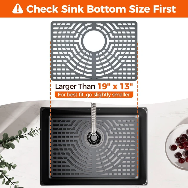 Alt view image 2 of 7 - Silicone Sink Protector for Kitchen Sink, 19"x13" Rear Drain Scratch protection, cushions fragile dishes and glassware, dishwasher safe, food-grade silicone, 446°F heat resistant