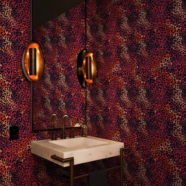 Alt view image 5 of 7 - Hot Pink Leopard Print Peel and Stick Wallpaper, 17.3" x 400" Waterproof Removable Self Adhesive Wallpaper, Unique Funky Cheetah Contact Paper for Bedroom, Bathroom, Decor