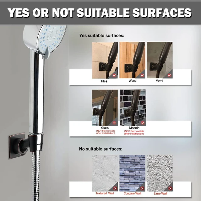 Alt view image 5 of 7 - Shower Head Holder Adjustable Handheld Shower Head Bracket Adhesive Shower Wall Mount Holder Brass Shower Wand Holder Oil-Rubbed Bronze, Glue Installation