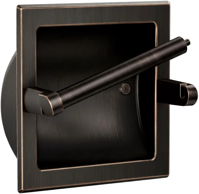 Main image of Recessed Toilet Paper Holder Wall Mounted Oil Rubbed Bronze 304 Stainless Steel Post Pivoting Design Easy to Change Roll, in Wall Toilet Paper Holder for Mega Roll for Bathroom