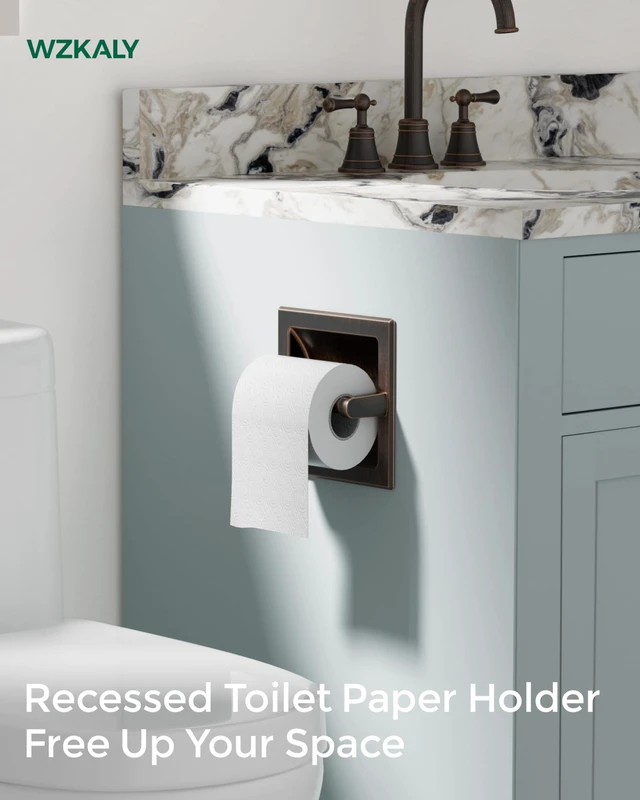 Alt view image 2 of 7 - Recessed Toilet Paper Holder Wall Mounted Oil Rubbed Bronze 304 Stainless Steel Post Pivoting Design Easy to Change Roll, in Wall Toilet Paper Holder for Mega Roll for Bathroom