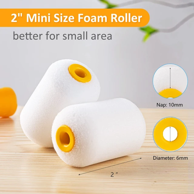 Alt view image 7 of 7 - Mini Paint Roller Kit 22 Pieces, 4" 2" Paint Rollers Foam Brush Small Foam Microfiber Paint Roller Covers with Paint Tray Liners, tape, Paint Roller Frame, 1.5 Brush for Painting Walls