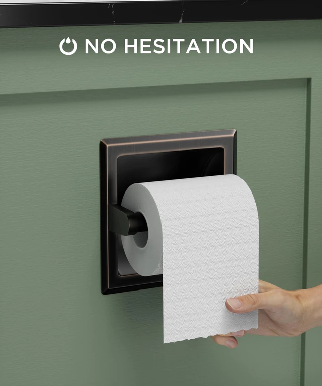 Alt view image 2 of 7 - Recessed Toilet Paper Holder for Mega Rolls, Oil Rubbed Bronze Stainless Steel Tissue Roll Holder Wall Mount for Bathroom Space-Saving Design, in Wall Toilet Paper Dispenser Insert