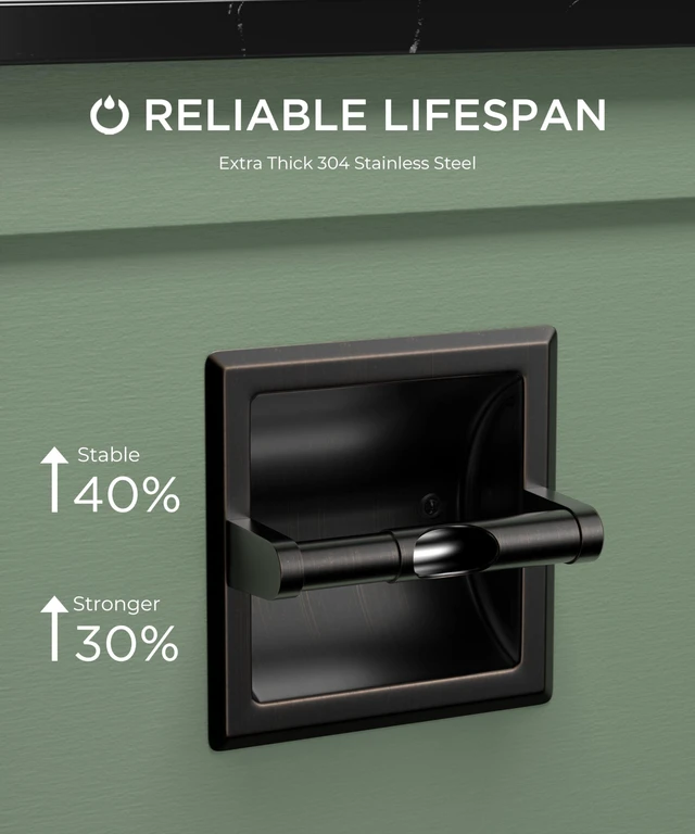 Alt view image 4 of 7 - Recessed Toilet Paper Holder for Mega Rolls, Oil Rubbed Bronze Stainless Steel Tissue Roll Holder Wall Mount for Bathroom Space-Saving Design, in Wall Toilet Paper Dispenser Insert