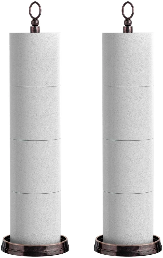Main image of Toilet Paper Holder Stand, Free Standing Toilet Paper Storage for Bathroom, Weighted Base with Reserve for 4 Roll (2 Pack, Oil Rubbed Bronze)