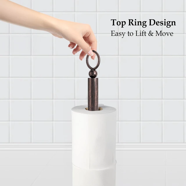 Alt view image 2 of 6 - Toilet Paper Holder Stand, Free Standing Toilet Paper Storage for Bathroom, Weighted Base with Reserve for 4 Roll (2 Pack, Oil Rubbed Bronze)