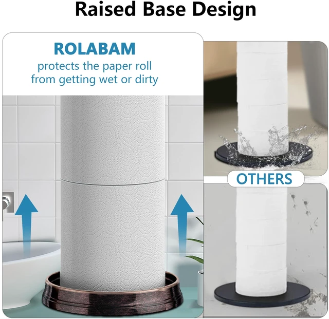 Alt view image 3 of 6 - Toilet Paper Holder Stand, Free Standing Toilet Paper Storage for Bathroom, Weighted Base with Reserve for 4 Roll (2 Pack, Oil Rubbed Bronze)