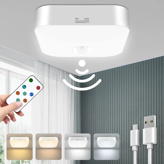 Main image of Rechargeable Motion Sensor Ceiling Light with Remote, Wireless, 3000K-6000K Battery Operated, Motion Activated, Indoor Use for Closet, Shower, Hallway, Garage, Pantry, Stair and Bathroom