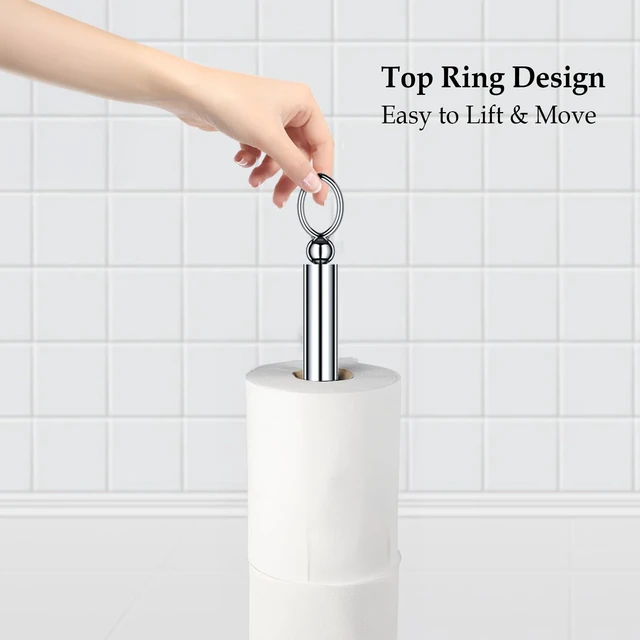 Alt view image 2 of 7 - Toilet Paper Holder Stand with Reserve Function, Free Standing Toilet Paper Holder for Bathroom, Space Toilet 4 Rolls Toilet Paper Storage 22.5" Height (2 Pack, Chrome)