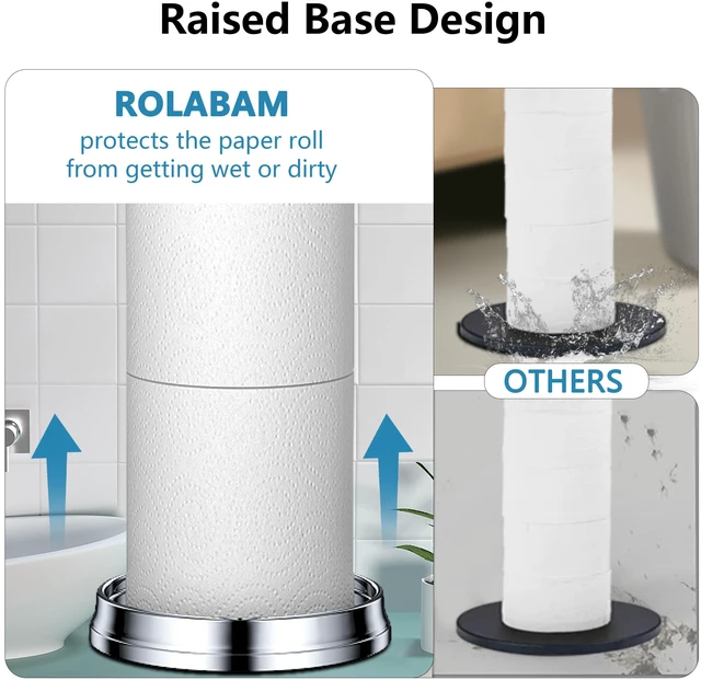 Alt view image 3 of 7 - Toilet Paper Holder Stand with Reserve Function, Free Standing Toilet Paper Holder for Bathroom, Space Toilet 4 Rolls Toilet Paper Storage 22.5" Height (2 Pack, Chrome)