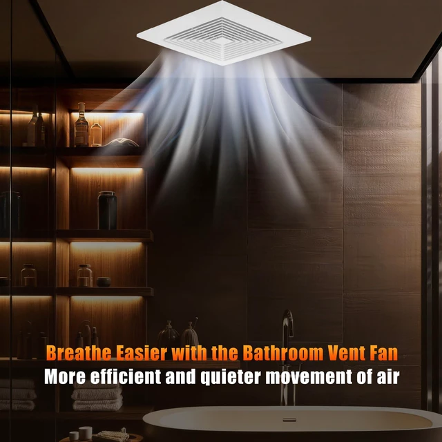 Alt view image 6 of 7 - Bathroom Exhaust Fan 12" Panel Ultra Quiet without Light(10x10 Mount), 130CFM, 4" Duct for Bathroom/Garage/Home