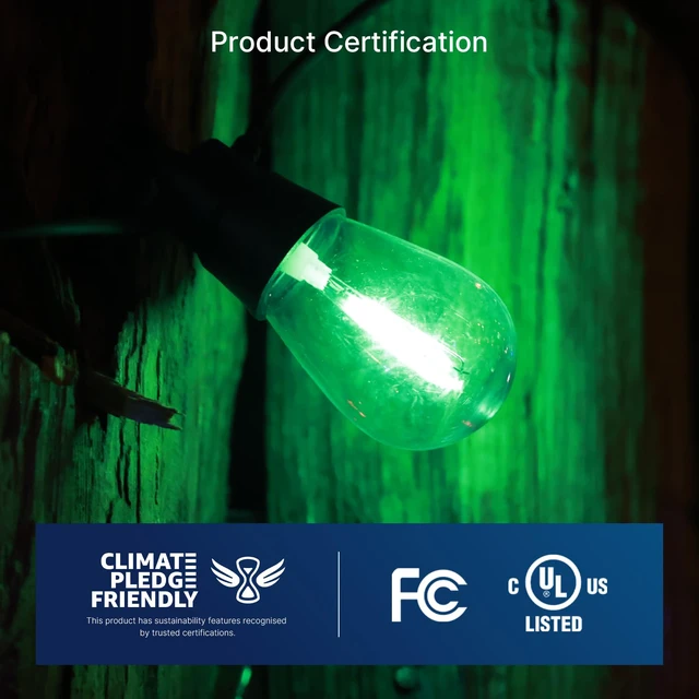 Alt view image 4 of 7 - 48 Pack S14 Colored LED String Light Bulbs, Waterproof Outdoor Replacement Bulbs, E26 Base, CRI80, Red/Green/Blue/Warm White