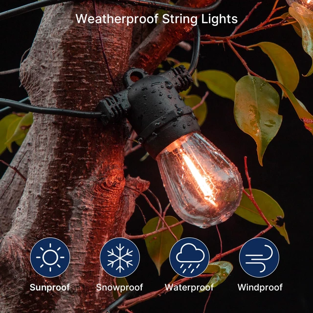 Alt view image 5 of 7 - 48 Pack S14 Colored LED String Light Bulbs, Waterproof Outdoor Replacement Bulbs, E26 Base, CRI80, Red/Green/Blue/Warm White
