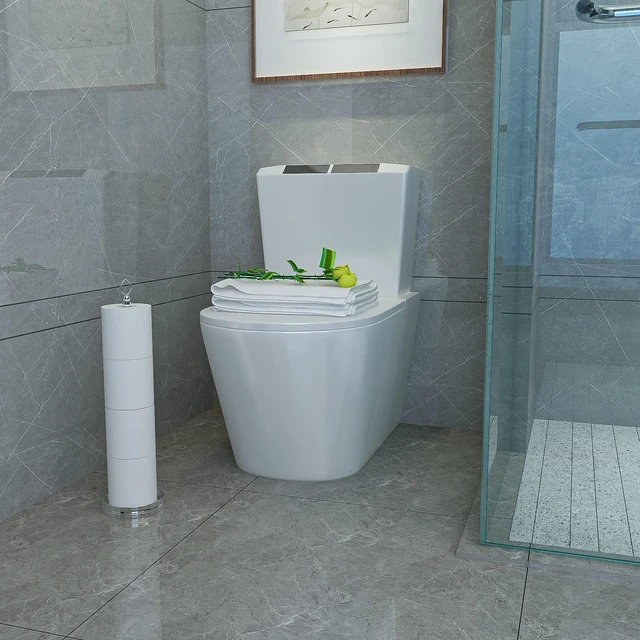 Alt view image 5 of 7 - Toilet Paper Holder Stand with Reserve Function, Free Standing Toilet Paper Holder for Bathroom, Space Toilet 4 Rolls Toilet Paper Storage 22.5" Height (2 Pack, Chrome)