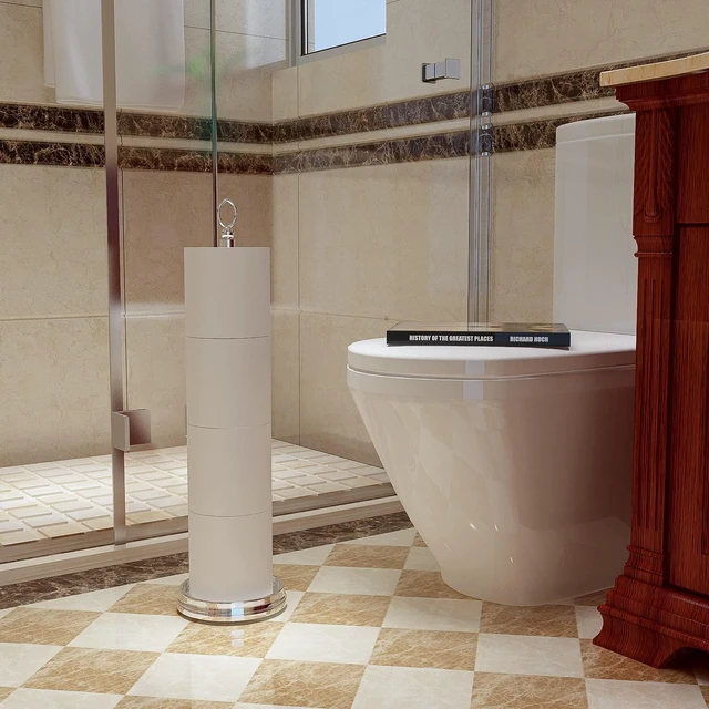 Alt view image 7 of 7 - Toilet Paper Holder Stand with Reserve Function, Free Standing Toilet Paper Holder for Bathroom, Space Toilet 4 Rolls Toilet Paper Storage 22.5" Height (2 Pack, Chrome)