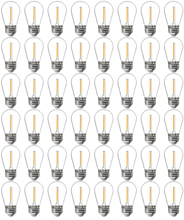 Main image of 48 Pack LED S14 Replacement Light Bulbs for String Light, Waterproof Outdoor LED Bulbs, E26 Base, 2200K Warm White, Non-Dimmable